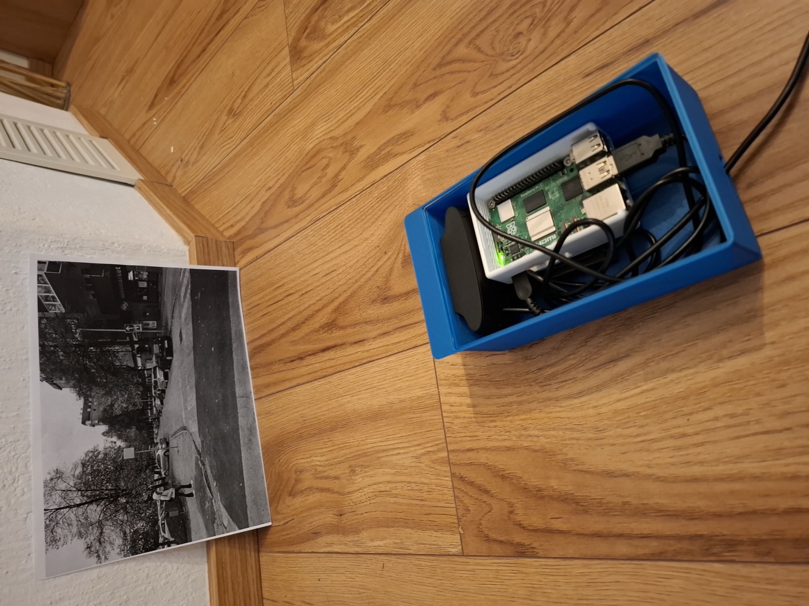 The traffic prototype hardware inside the open enclosure.