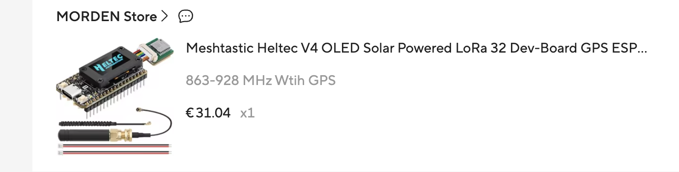 Heltec V4 LoRa and GPS development kit shown in a shop listing.